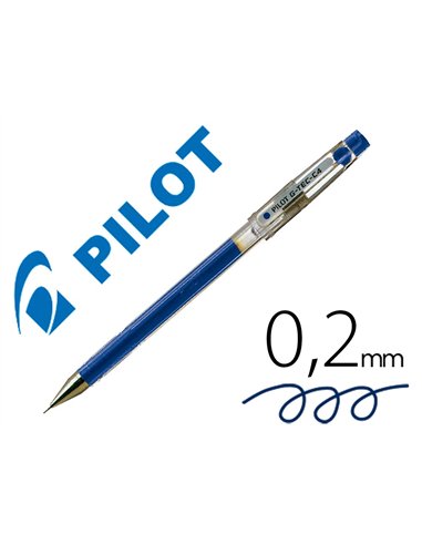 Stylo-bille pilot g-tec-c4 pointe hi-tec écriture extra fine 0.2mm encre gel corps translucide bleu.