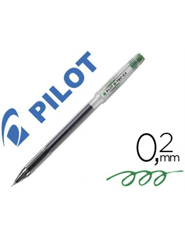 Stylo-bille pilot g-tec-c4 pointe hi-tec écriture extra fine 0.2mm encre gel corps translucide vert.