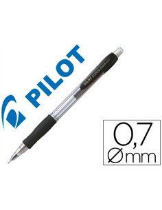 Porte-mine pilot super grip 0.7mm avance automatique canon rentrant grip caoutchouc corps ergonomique coloris noir.