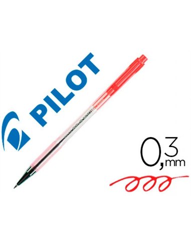 Stylo-bille pilot bp-s matic écriture fine 0.3mm 800m encre classique rétractable corps translucide rechargeable rouge.