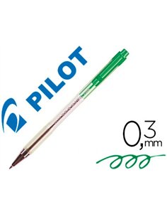 Stylo-bille pilot bp-s matic écriture fine 0.3mm 800m encre classique rétractable corps translucide rechargeable vert.