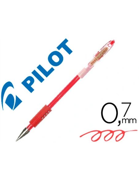 Stylo-bille pilot g1 grip écriture moyenne 0.5mm encre gel rechargeable corps translucide grip caoutchouc rouge.