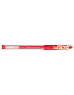 Stylo-bille pilot g1 grip écriture moyenne 0.5mm encre gel rechargeable corps translucide grip caoutchouc rouge. 2