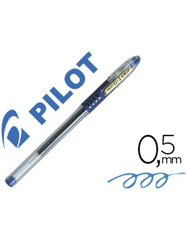 Stylo-bille pilot g1 grip écriture moyenne 0.5mm encre gel rechargeable corps translucide grip caoutchouc bleu.