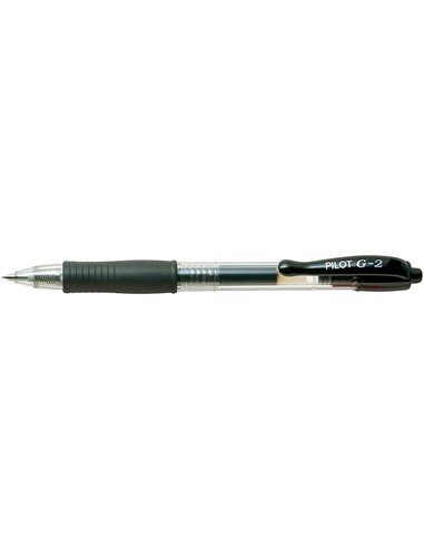 Roller pilot g2 5 ecriture fine 0.3mm encre gel retractable rechargeable corps translucide grip caoutchouc noir.