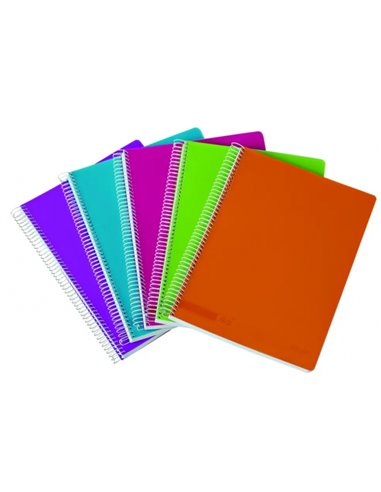 Cahier à spirales Ancor Classic Stripes, format folio, ligné horizontal - 80 feuilles, 90 g/m² - Couverture plastique - Couleurs