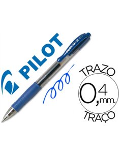 Roller pilot g2 7 ecriture moyenne 0.4mm encre gel retractable rechargeable corps translucide grip caoutchouc bleu.