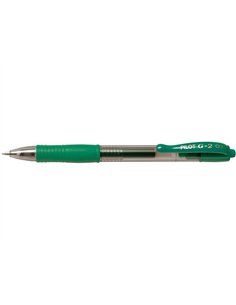 Roller pilot g2 7 ecriture moyenne 0.4mm encre gel retractable rechargeable corps translucide grip caoutchouc vert. 2