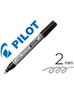 Marqueur pilot feutre permanent encre métallique pointe non bisautée medium polyacétate 4.5 mm argent.