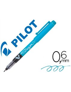 Stylo-feutre pilot v sign pen écriture moyenne 0.6mm pointe fibre polyester encre intense liquide coloris turquoise.