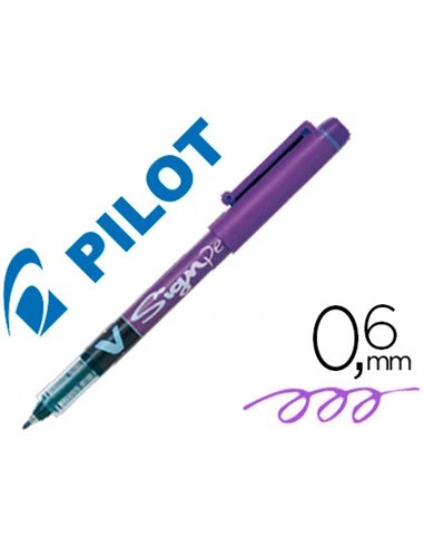 Stylo-feutre pilot v sign pen écriture moyenne 0.6mm pointe fibre polyester encre intense liquide niveau visible violet.