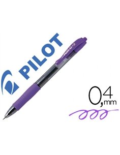 Roller pilot g2 7 fun ecriture moyenne 0.4mm encre gel retractable corps translucide grip caoutchouc couleur violet.
