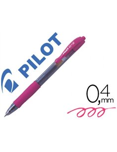 Roller pilot g2 7 fun ecriture moyenne 0.4mm encre gel retractable corps translucide grip caoutchouc couleur rose.