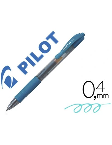 Roller pilot g2 7 fun ecriture moyenne 0.4mm encre gel retractable corps translucide grip caoutchouc couleur turquoise.