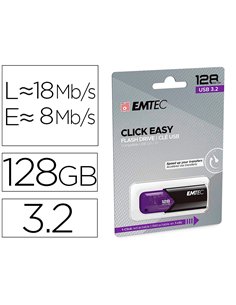 Cle usb emtec 3.2 b110 click easy 128go coloris violet.