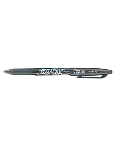 Roller pilot frixion ball écriture moyenne 0.7mm encre effaçable grip préhension rechargeable gomme sertie coloris noir.