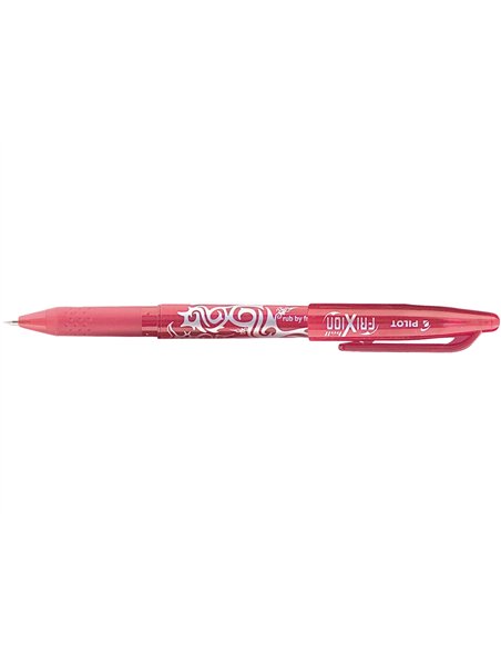 Roller pilot frixion ball écriture moyenne 0.7mm encre effaçable grip préhension rechargeable gomme sertie coloris rouge.