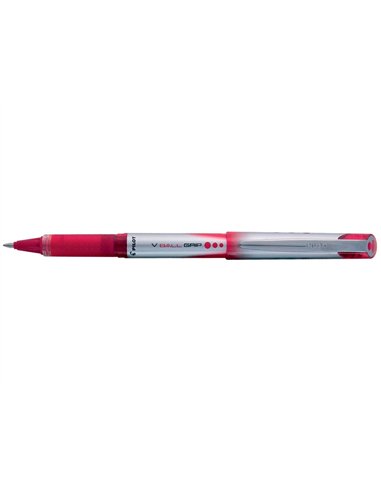 Roller pilot vball grip écriture moyenne 0.7mm pointe acier inoxydable niveau encre liquide visible grip rouge.