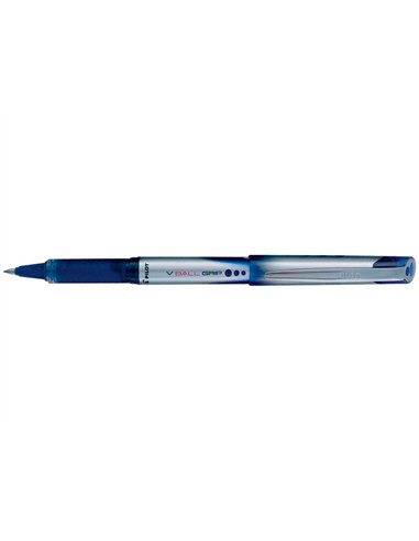Roller pilot vball grip écriture moyenne 0.7mm pointe acier inoxydable niveau encre liquide visible grip caoutchouc bleu.