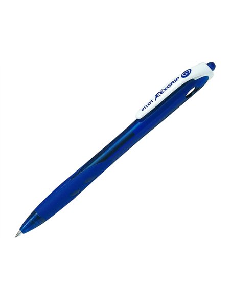 Stylo-bille pilot rexgrip écriture 0.7mm encre ultra douce corps caoutchouté rétractable rechargeable couleur bleu.