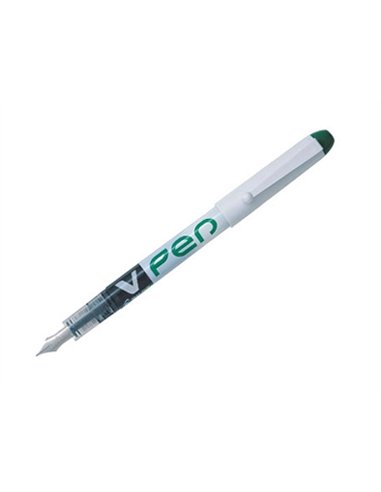 Stylo-plume pilot v pen jetable pointe moyenne régulateur débit encre liquide visible coloris vert.