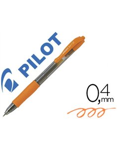 Roller pilot g2 7 fun ecriture moyenne 0.4mm encre gel retractable corps translucide grip caoutchouc orange.