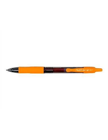 Roller pilot g2 7 fun ecriture moyenne 0.4mm encre gel retractable corps translucide grip caoutchouc orange.