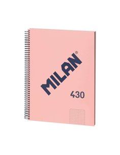 Cahier à spirales Milan Série 1918, format A4, quadrillage 5 x 5 mm, 80 feuilles de 95 g/m², microperforé, 4 trous, rose