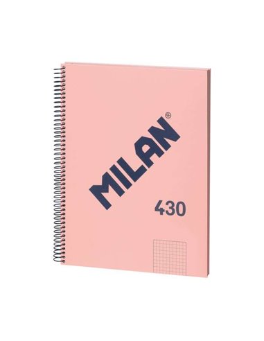 Cahier à spirales Milan Série 1918, format A4, quadrillage 5 x 5 mm, 80 feuilles de 95 g/m², microperforé, 4 trous, rose