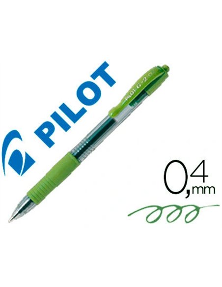 Roller pilot g2 7 fun ecriture moyenne 0.4mm encre gel retractable corps translucide grip caoutchouc citron vert.