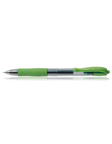 Roller pilot g2 7 fun ecriture moyenne 0.4mm encre gel retractable corps translucide grip caoutchouc citron vert.