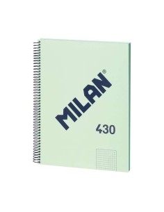 Cahier à spirales Milan Série 1918, format A4, quadrillage 5 x 5 mm, 80 feuilles de 95 g/m², microperforé, 4 trous, vert