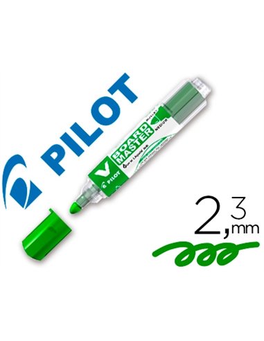 Marqueur pilot v board master rechargeable pointe ogive tracé 2mm encre liquide base alcool couleur vive vert.