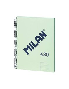 Cahier à spirales Milan Series 1918, format A4, ligné 7 mm, 80 feuilles de 95 g/m², microperforé, 4 trous, vert