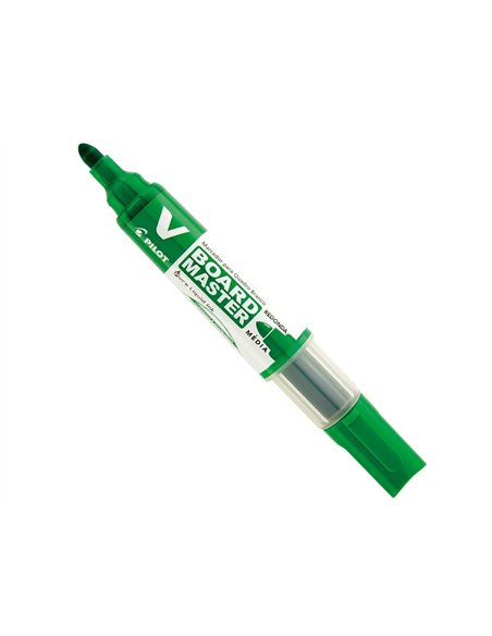 Marqueur pilot v board master rechargeable pointe ogive tracé 2mm encre liquide base alcool couleur vive vert.