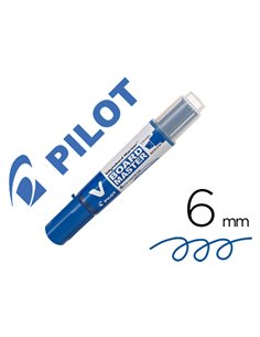 Marqueur pilot v-board master recycle effacable a sec et rechargeable pointe biseautee large 6 mm coloris bleu.