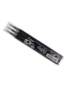Recharge roller pilot frixion clicker écriture moyenne 0.7mm encre effaçable coloris noir set de 3 unités.