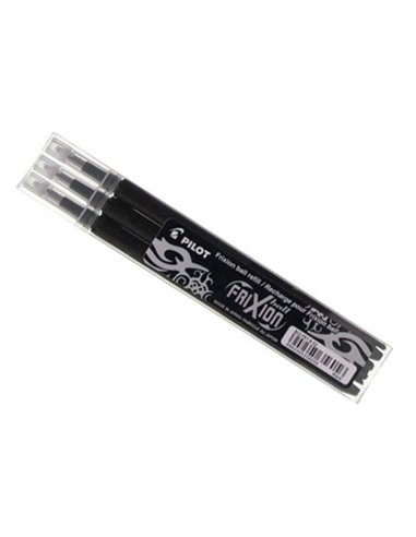 Recharge roller pilot frixion clicker écriture moyenne 0.7mm encre effaçable coloris noir set de 3 unités.