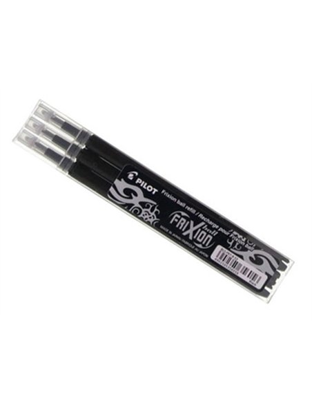 Recharge roller pilot frixion clicker écriture moyenne 0.7mm encre effaçable coloris noir set de 3 unités.