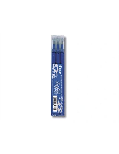 Recharge roller pilot frixion clicker écriture moyenne 0.7mm encre effaçable coloris bleu set de 3 unités.