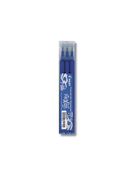 Recharge roller pilot frixion clicker écriture moyenne 0.7mm encre effaçable coloris bleu set de 3 unités.