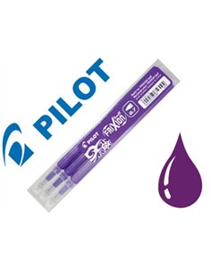 Recharge roller pilot frixion ball écriture moyenne 0.7mm encre effaçable coloris violet set de 3 unités.