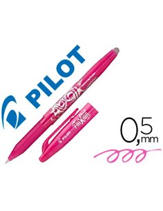 Roller pilot frixion ball écriture moyenne 0.5mm encre effaçable grip préhension rechargeable gomme sertie coloris rose.