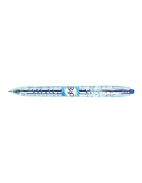 Roller pilot b2p gel écriture moyenne 0.7mm corps plastique recyclé translucide rechargeable coloris bleu.
