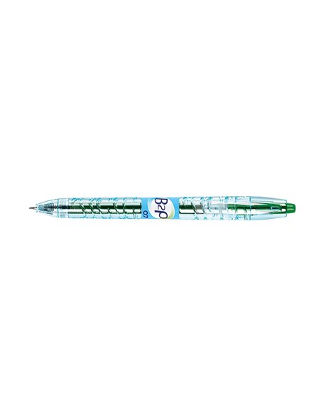 Roller pilot b2p gel écriture moyenne 0.7mm corps plastique recyclé translucide rechargeable coloris vert.