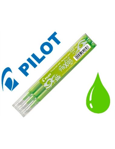 Recharge roller pilot frixion clicker écriture moyenne 0.5mm encre effaçable coloris vert pomme set de 3 unités.