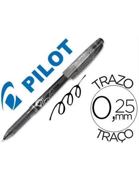 Roller pilot frixion point pointe aiguille 0.3mm encre effaçable grip préhension rechargeable gomme sertie noir.