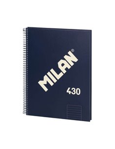 Cahier à spirales Milan Series 1918, format A4, ligné 7 mm, 80 feuilles de 95 g/m², microperforé, 4 trous, bleu foncé