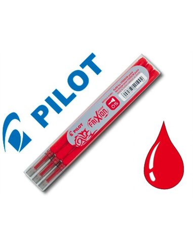 Recharge roller pilot frixion point pointe aiguille 0.3mm encre effaçable coloris rouge set de 3 unités.