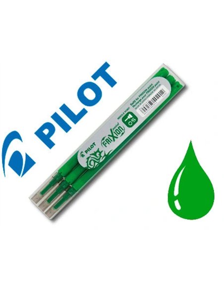 Recharge roller pilot frixion point pointe aiguille 0.3mm encre effaçable coloris vert set de 3 unités.